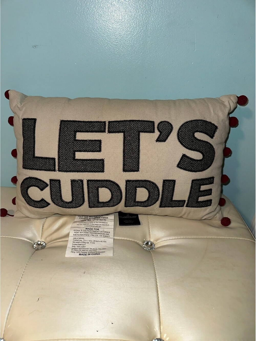 Cuddl Duds Rectangular Throw Pillow LET'S CUDDLE